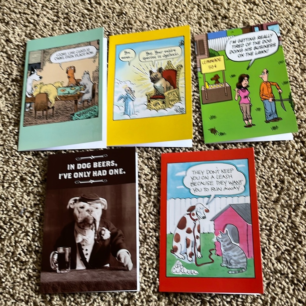 Bundle of 5 Dog theme Birthday Cards